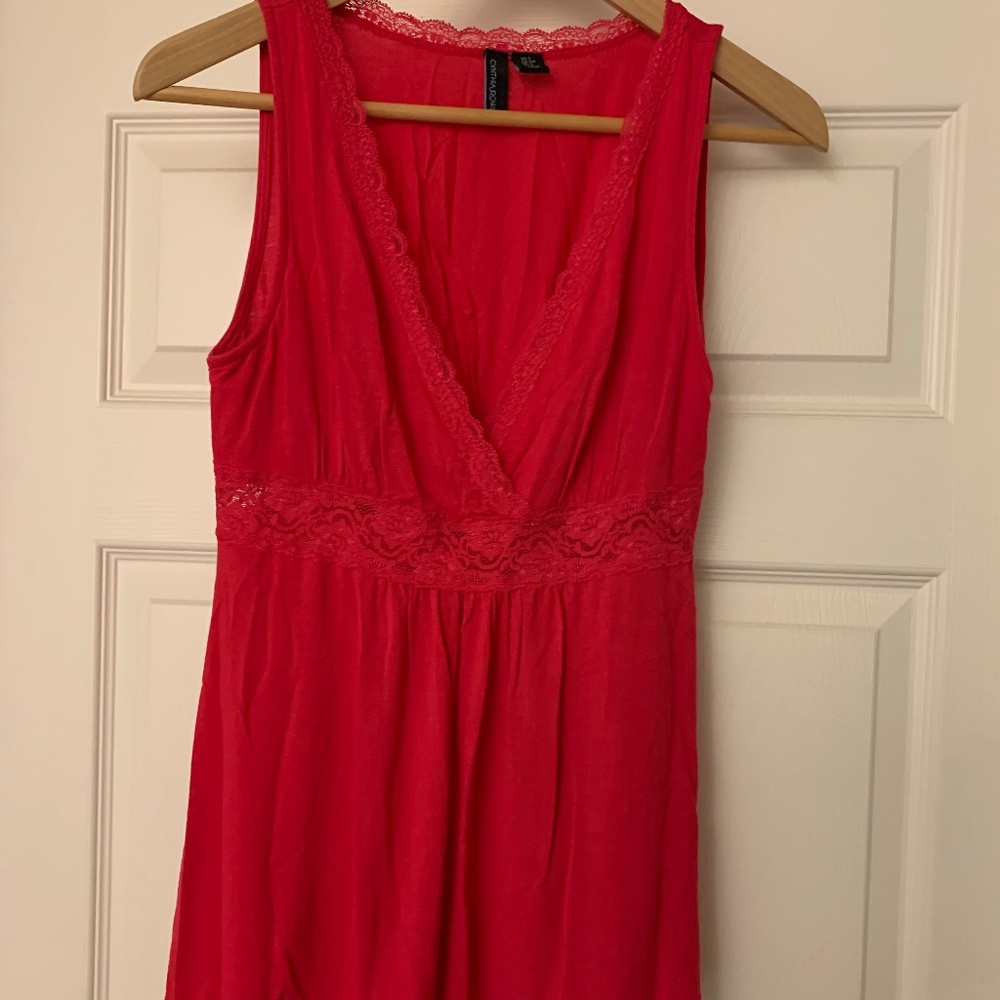 Cynthia Rowley Lace Tank and Shorts Solid Dark Pink Pajama Set Size Small